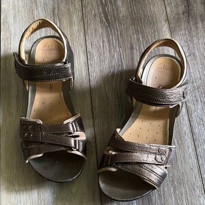 Clarks Bronze leather Strappy Sandals 6.5